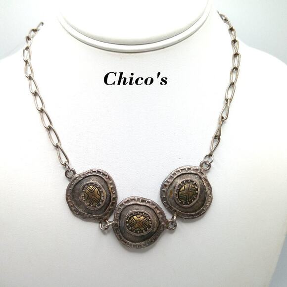 Rustic Chico's Medallion Necklace, Distressed Vintage, 18 Inches - Picture 1 of 8